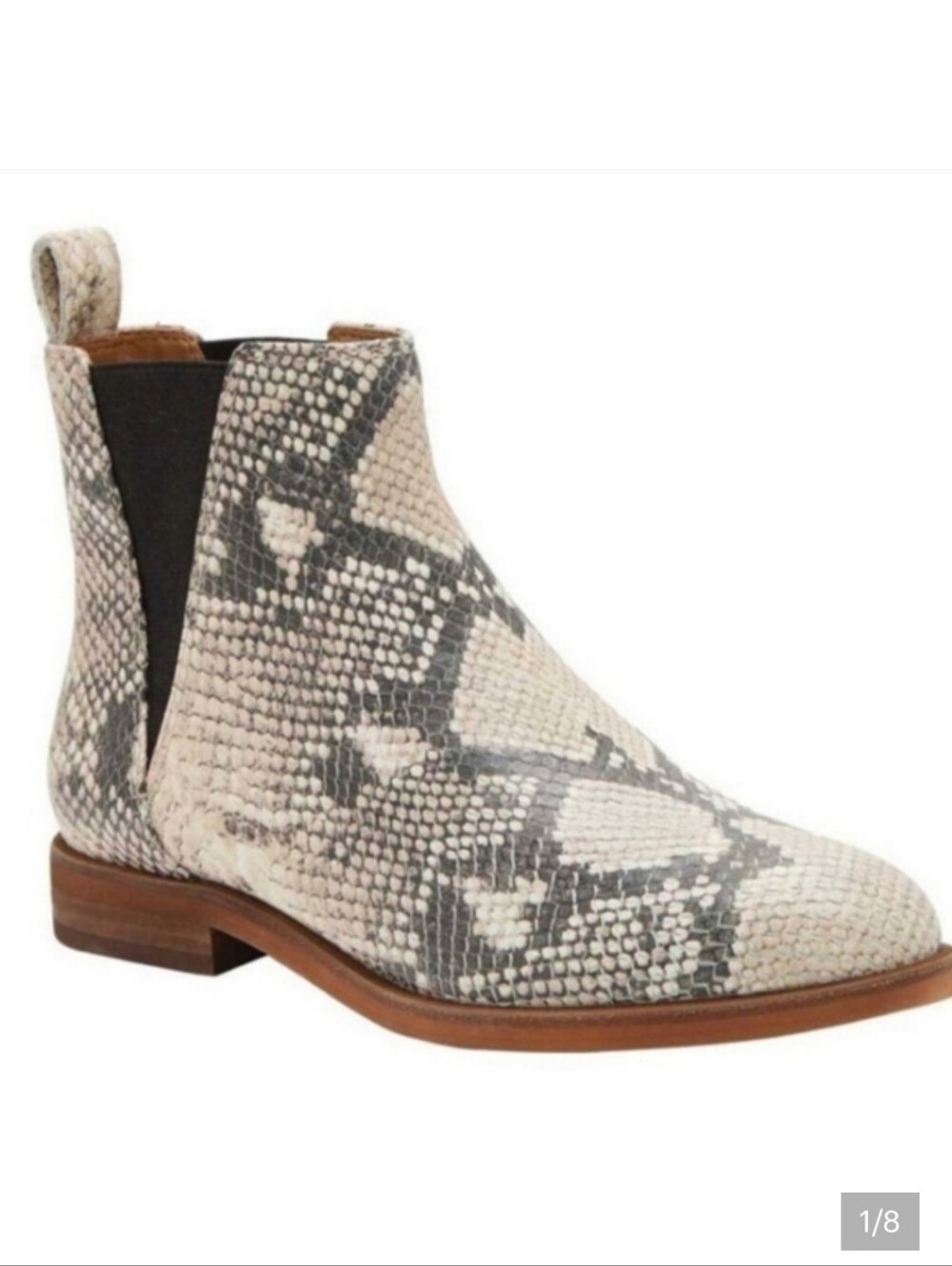 LUCKY BRAND HAYLIA CHELSEA LEATHER SNAKESKIN BOOTIES SIZE 7.5